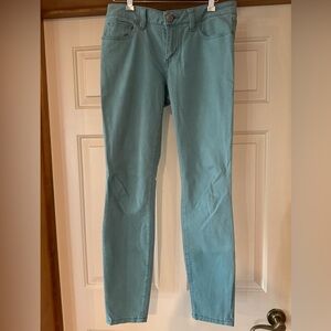 CAbi Skinny Jean in Tidal Aqua Blue Style #5169 Size 6 Mid Rise Denim